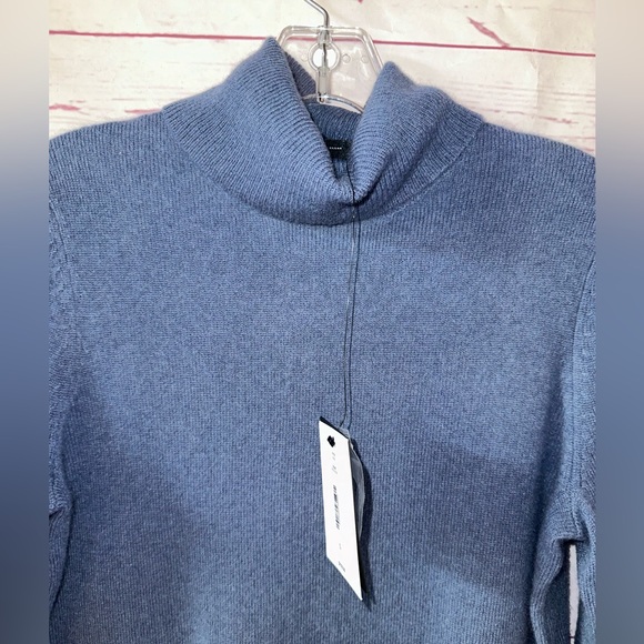 NWT BLOOMINGDALES 100% cashmere turtleneck sweater steel blue size S NEW - Picture 2 of 7